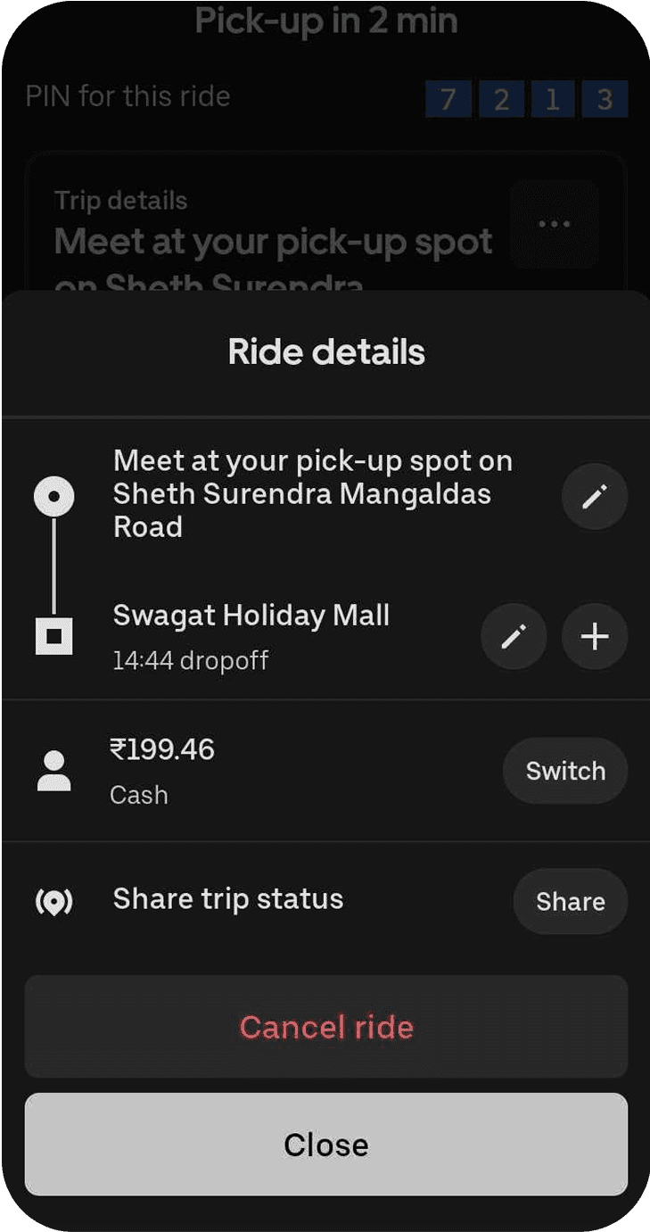 Taxi App Booking Summary Screen